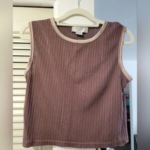 Casual Corner Women's Ribbed Tank Top - Brown and Bronze